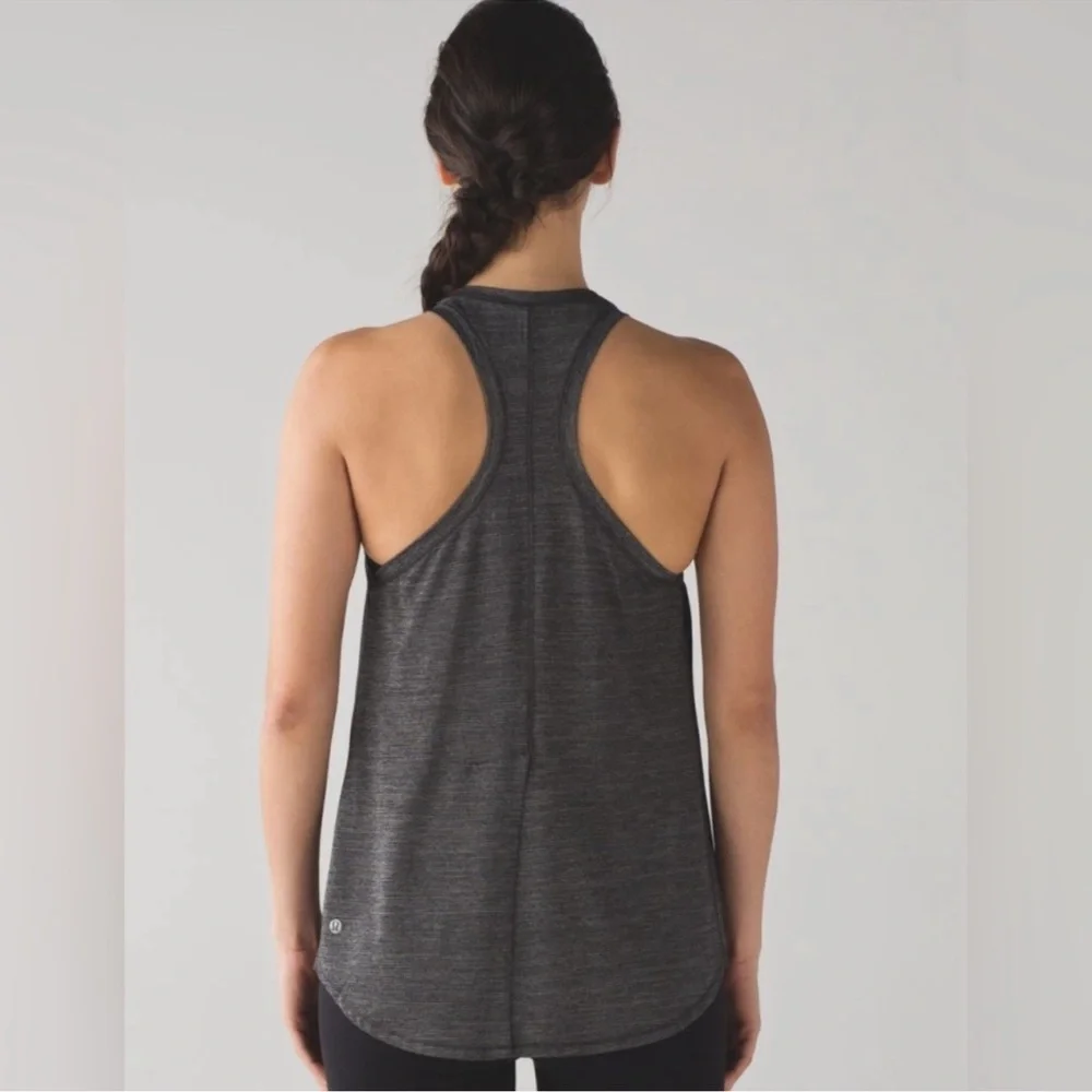 Lululemon Hot Like Agni Singlet‎ Heathered Black lightweight tie back tank top 6